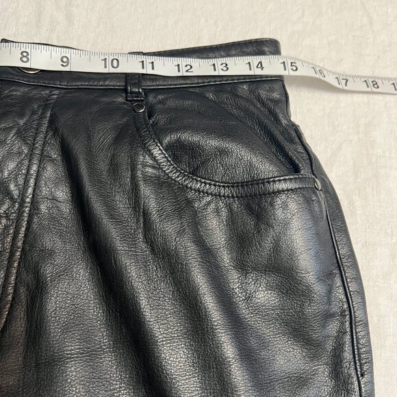Wilsons Leather Black Pants Size 10 Waist 28" Straight Leg High Waist Lined 90s - Picture 7 of 10